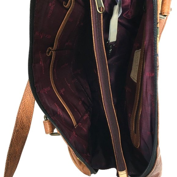 Anuschka NEVER USED Handpaint Leather Cross Body Saddle Brown Paisley - Picture 8 of 12